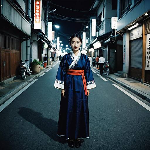 Korean Street Fashion at Night