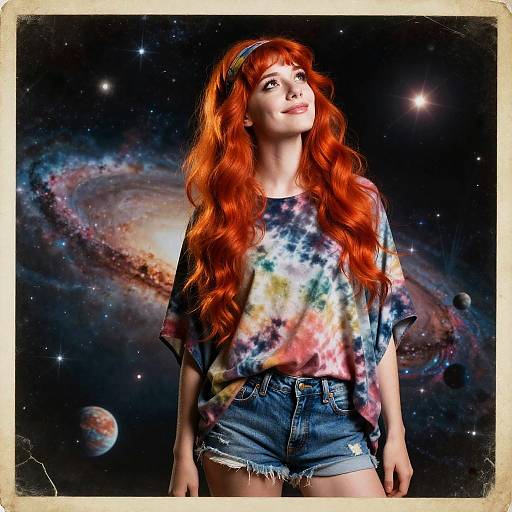 Fiery Red Pigtails in Cosmic Vibes