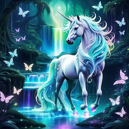 Enchanting Fantasy Unicorn in Serene Landscape Enchanting Fantasy Unicorn in Serene Landscape