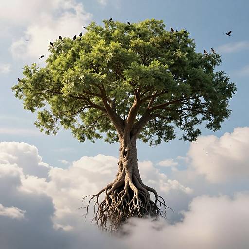 Gravity-Defying Majestic Tree Sky