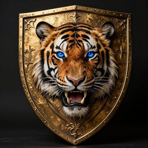 Gilded Medieval Fantasy Tiger Shield