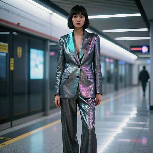 Ear-Length Bob in Futuristic Subway Editorial