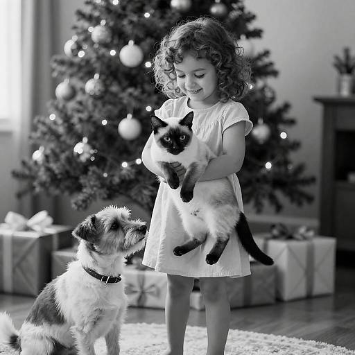 Christmas Cheer: A Girl and Her Pets