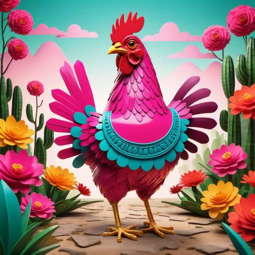 Frida Kahlo Inspired Cartoon Chicken Frida Kahlo Inspired Cartoon Chicken