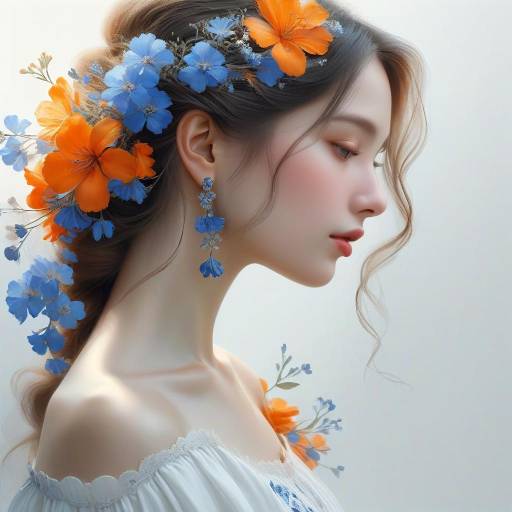 Elegant Woman Portrait with Floral Accents