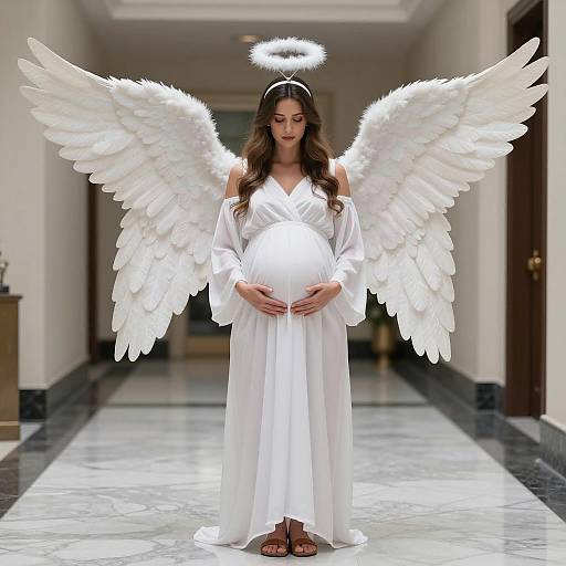 Elegant Maternity Angel Costume Photo