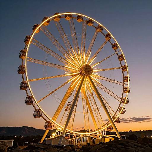 Golden Ferris Wheel at Twilight