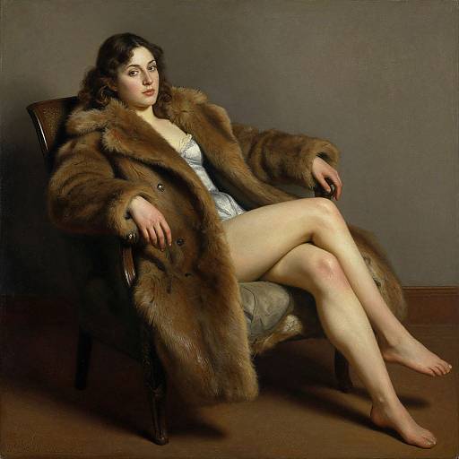 Reclining Woman in Fur Housecoat