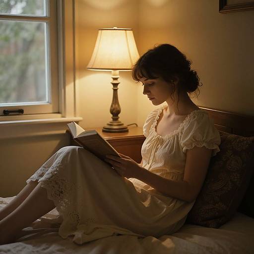 Cozy Vintage Nightgown Reading Scene