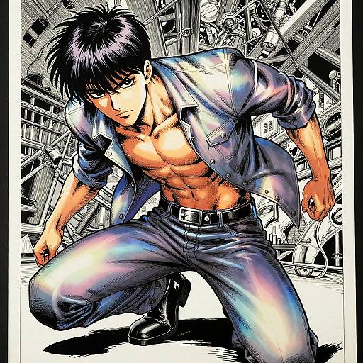 Iridescent Noir Poster Dynamic Male Portrait