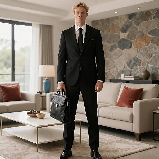 Blond Man in Modern Living Room