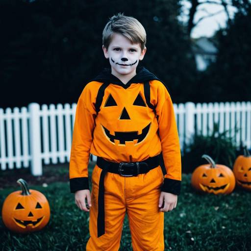 Humorous Male Halloween Costume with Jack-o'-lantern