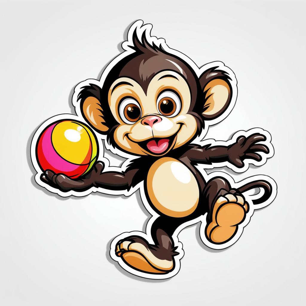 Playful Monkey Cartoon Sticker Design