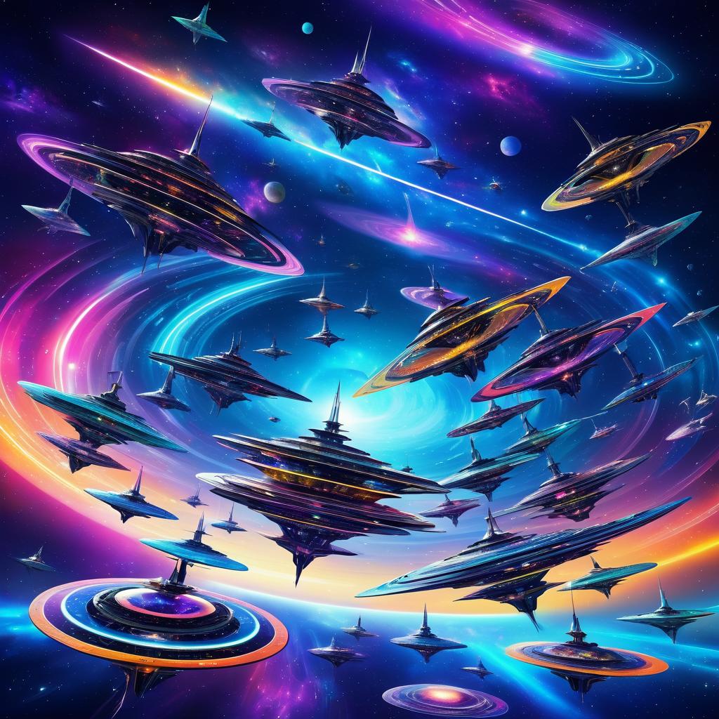 Futuristic Spaceships in Cosmic Wonderland