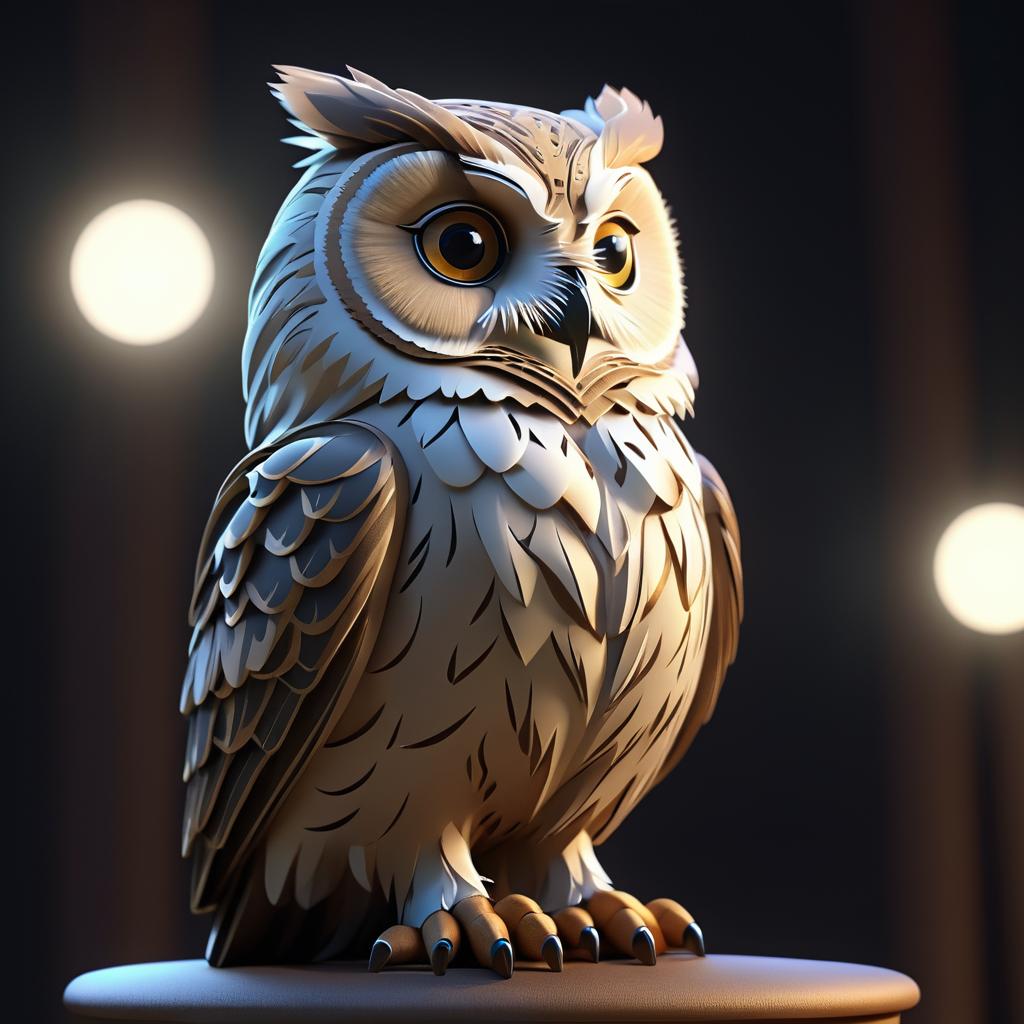 Contemplative Owl in Academic Illustration Style