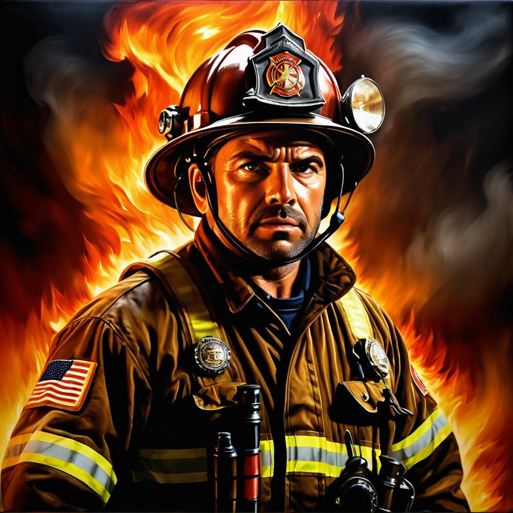 Heroic Firefighter Battling Intense Flames