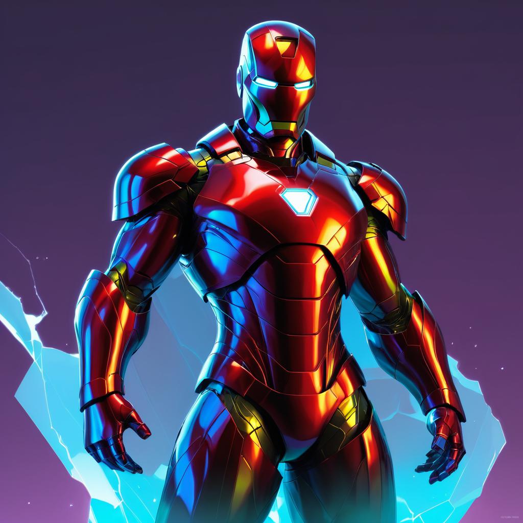 Vibrant Iron Man Statue in Comic Style