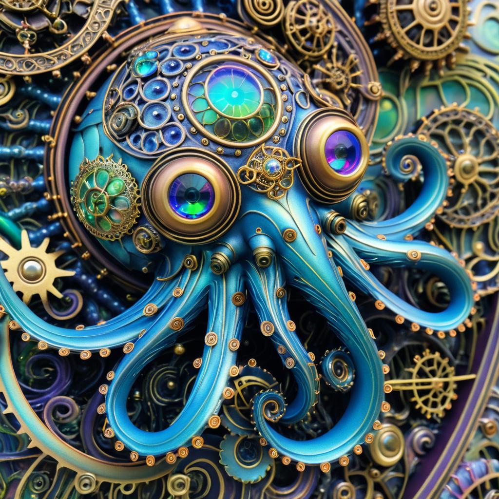 Whimsical Steampunk Octopus Artwork