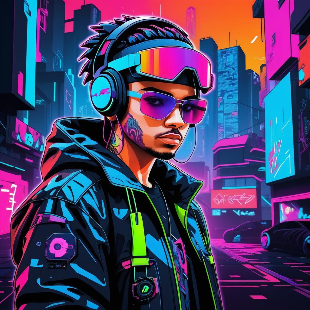 Vibrant Cyberpunk Hacker Street Art