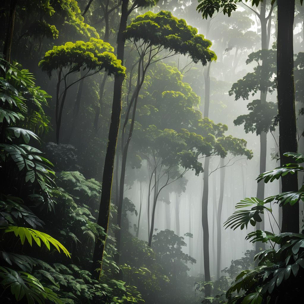 Lush Rainforest Canopy in Soft Focus