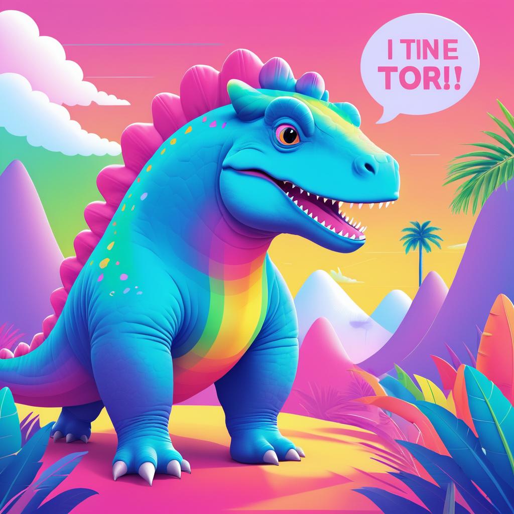 Whimsical Dinosaur Championing Trans Equality