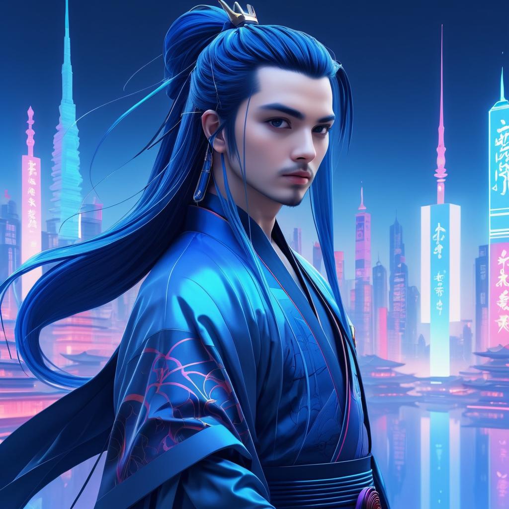 Futuristic Samurai Portrait in Anime Style