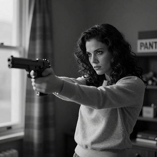 Dramatic Black-and-White Gun Scene