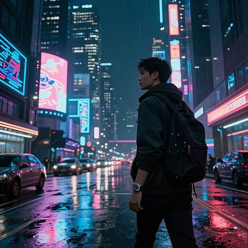 Cyberpunk Night Walk with Neon Glow