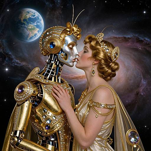 Futuristic Art Nouveau Robotic Kiss