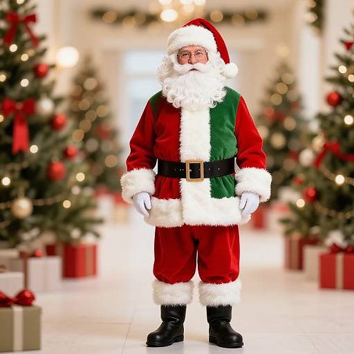 Festive Santa Claus in Holiday Corridor