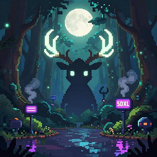 Pixel Anime Forest Guardian Spirit
