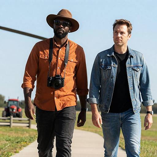 Outdoor Photograph of Two Men Walking