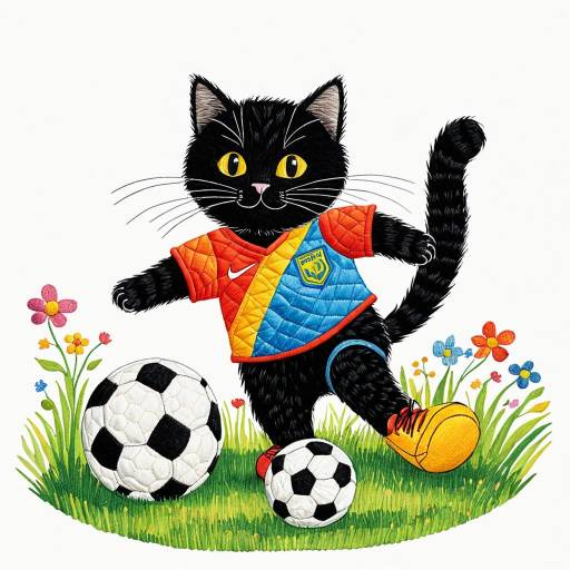 Quilted Cat Playing Soccer