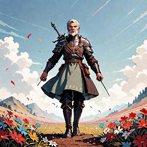 Medieval Soldier in Dark Fantasy Cornfield