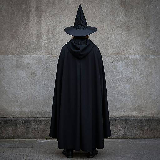 Adult Man in Witch Cape and Hat