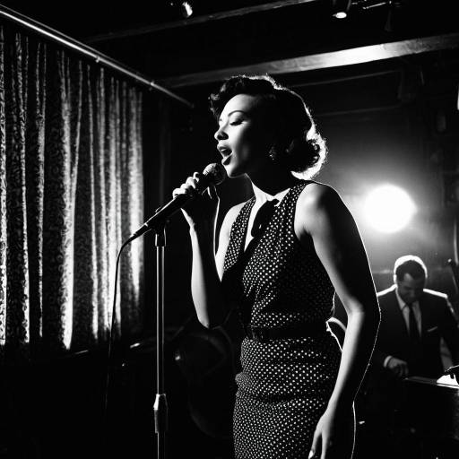 Vintage Jazz Singer Performing in Basement Club