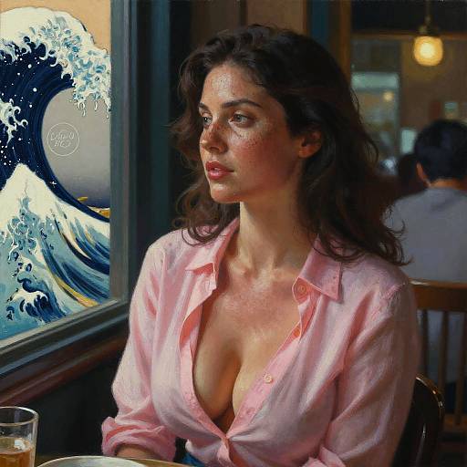 Seductive Acrylic Café Scene at Dusk