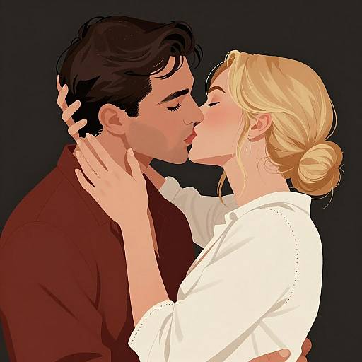 Romantic Embrace Under Dark Skies