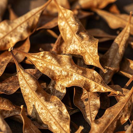Sunlit Close-Up of Tangled Dried Leaves