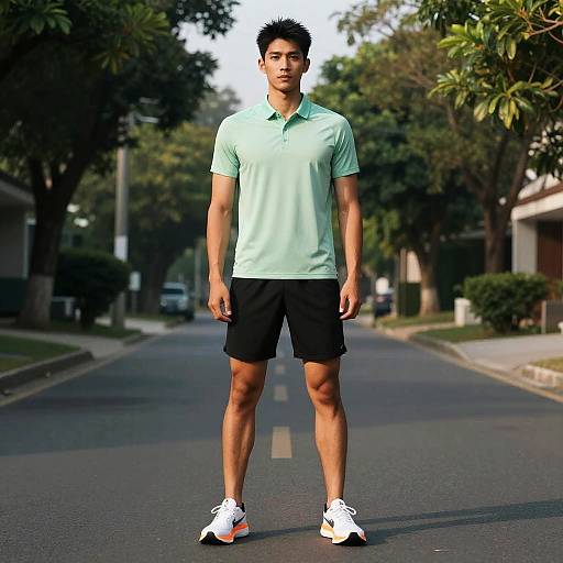 Confident Man in Morning Suburb