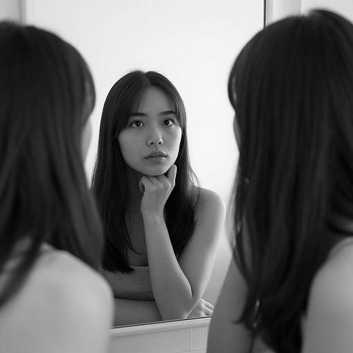 Monochrome Woman's Reflective Contemplation