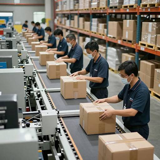 Warehouse Team Sorting Packages Efficiently