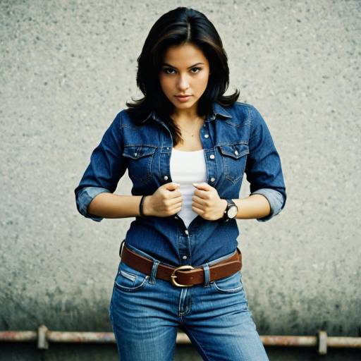 Confident Woman in Denim Outfit