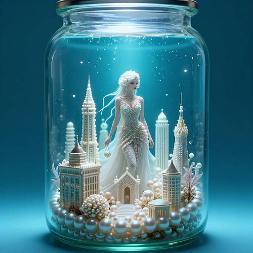 Ethereal Underwater City in Glass Jar