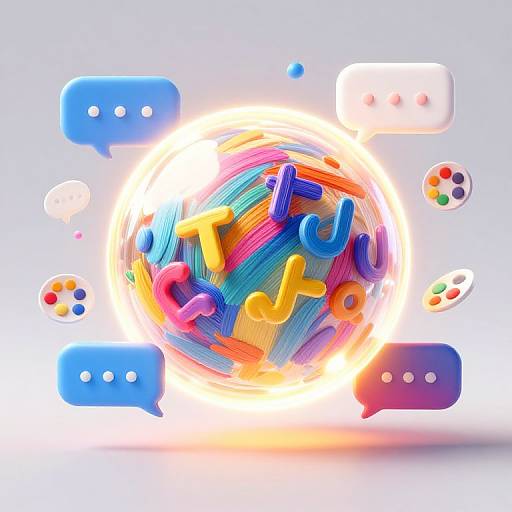 Bright digital artwork of a glowing, colorful sphere with 