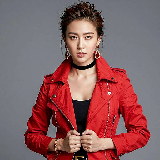 Elegant Woman in Red Jacket Portrait