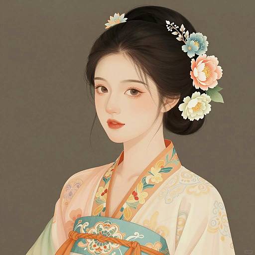 Young Woman with Floral Accessories