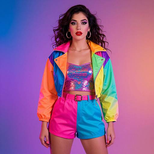Vibrant 80s Retro Neon Fashion