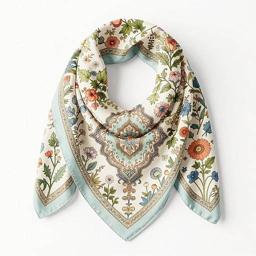 Elegant Floral Scarf with Persian Ornaments