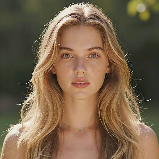 Young Woman Portrait in Blurred Greenery